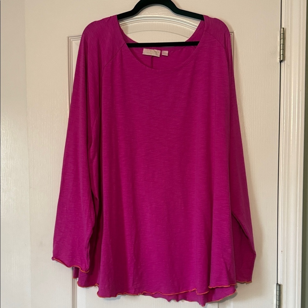 Belle by Kim Gravel Women's Pink Long Sleeve Top Size 5X
